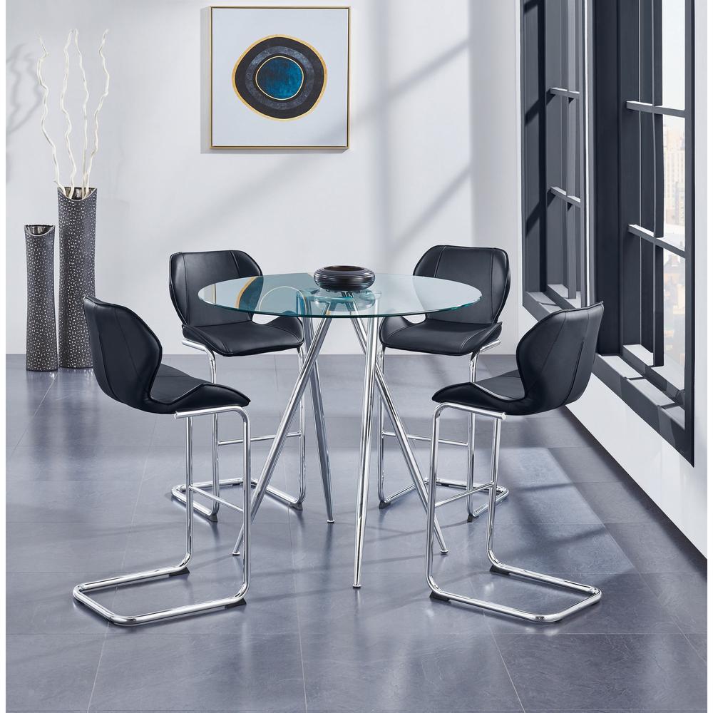 Chrome Metal Legs Bar Table with Round Tempered Glass Top - 383891. Picture 2