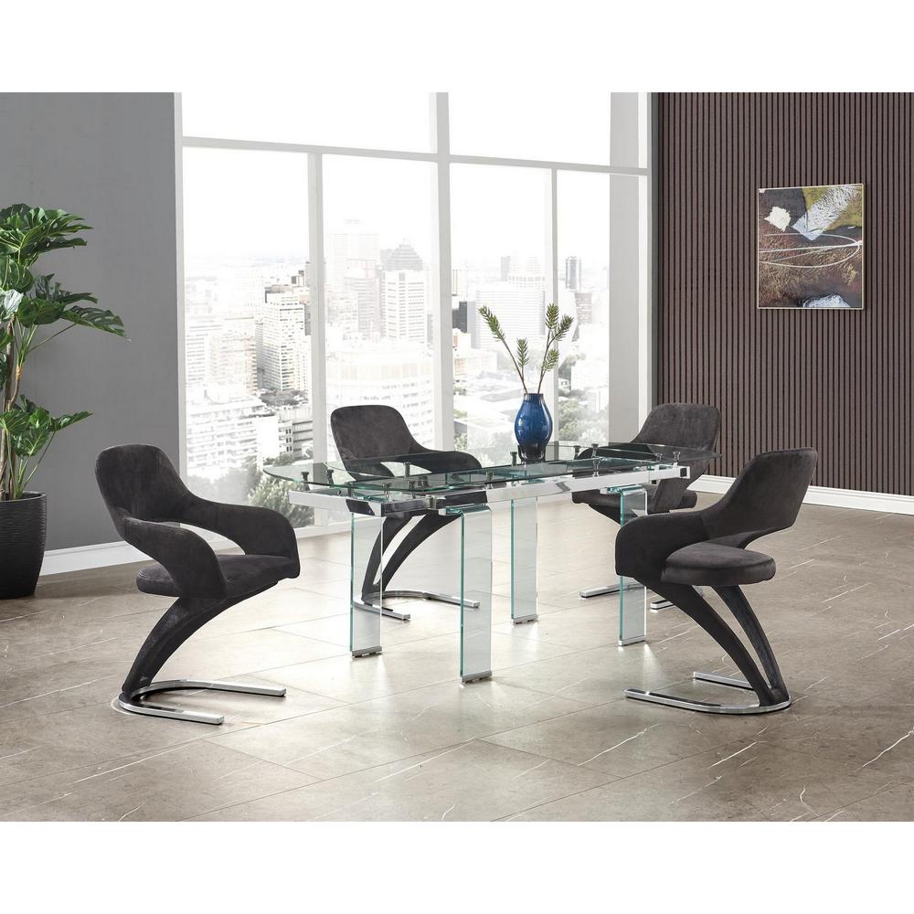 Clear Glass Leg Dining Table with Chrome Support for Glass Top - 383894. Picture 1