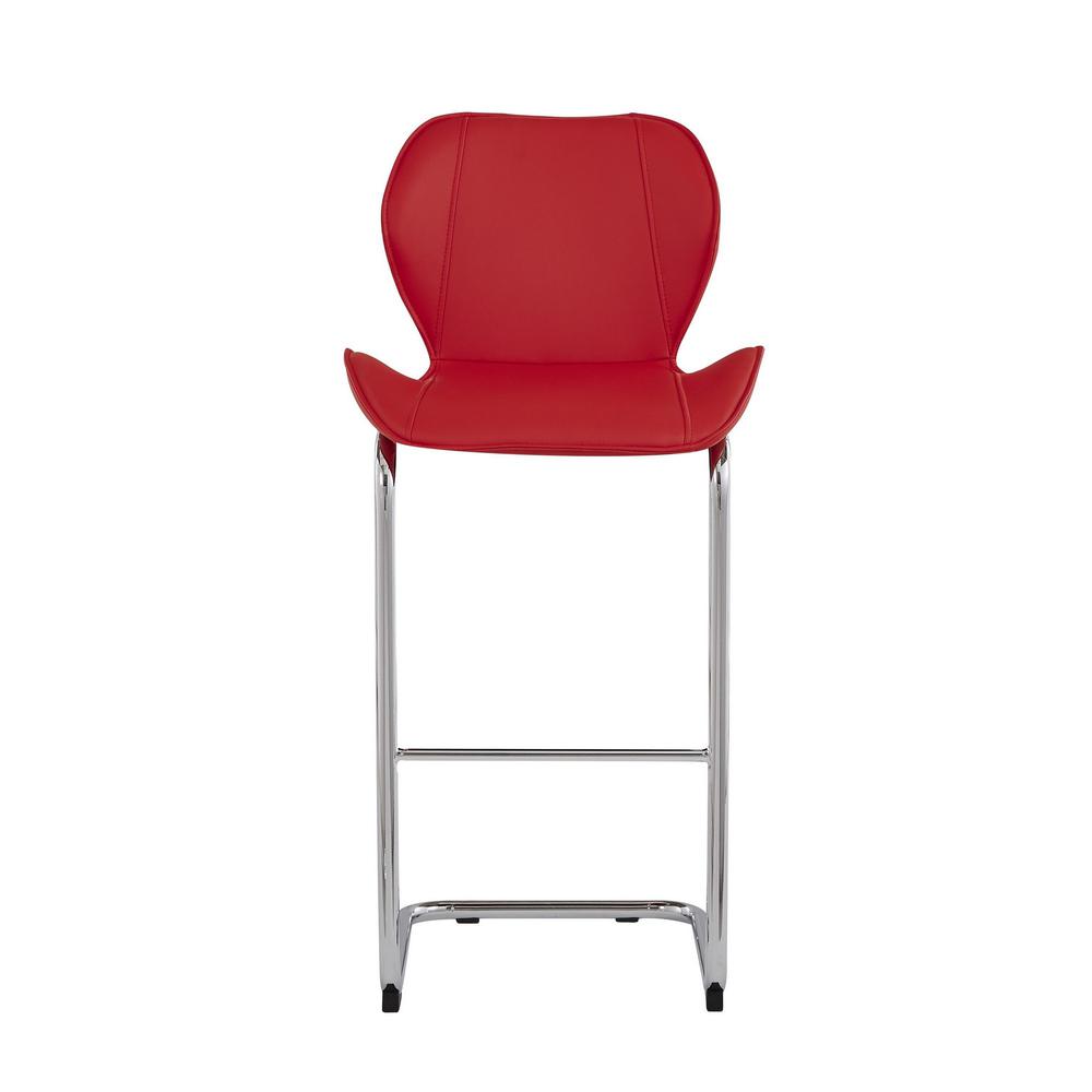 Set of 4 Modern Red Barstools with Chrome Legs - 383946. Picture 1