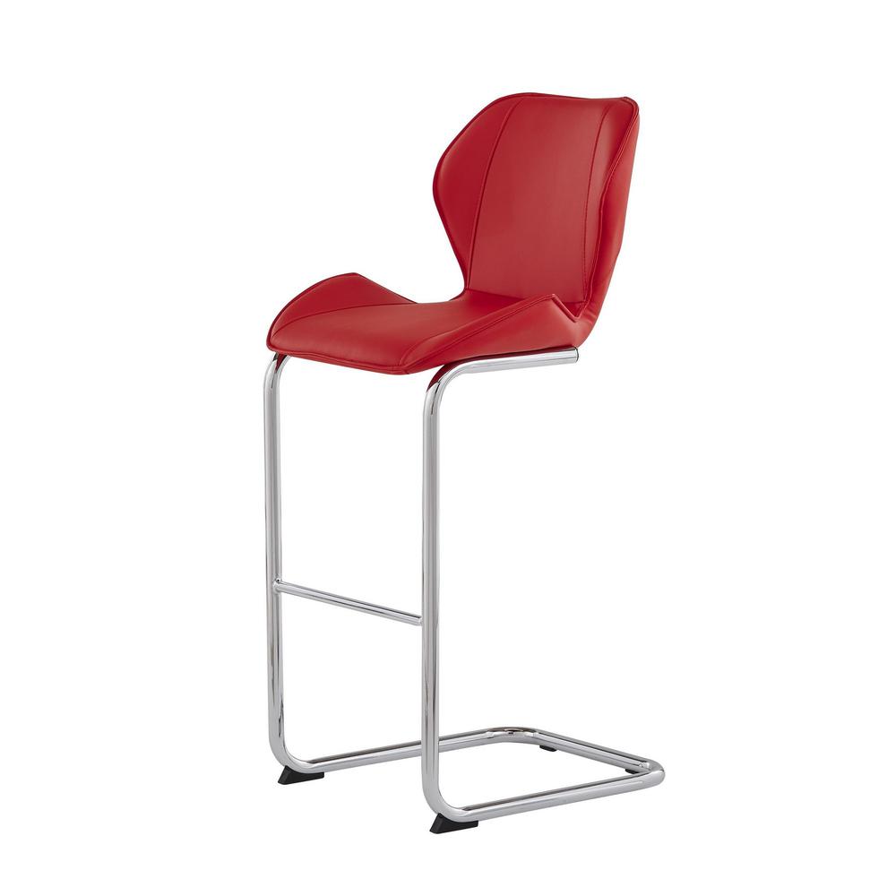 Set of 4 Modern Red Barstools with Chrome Legs - 383946. Picture 2