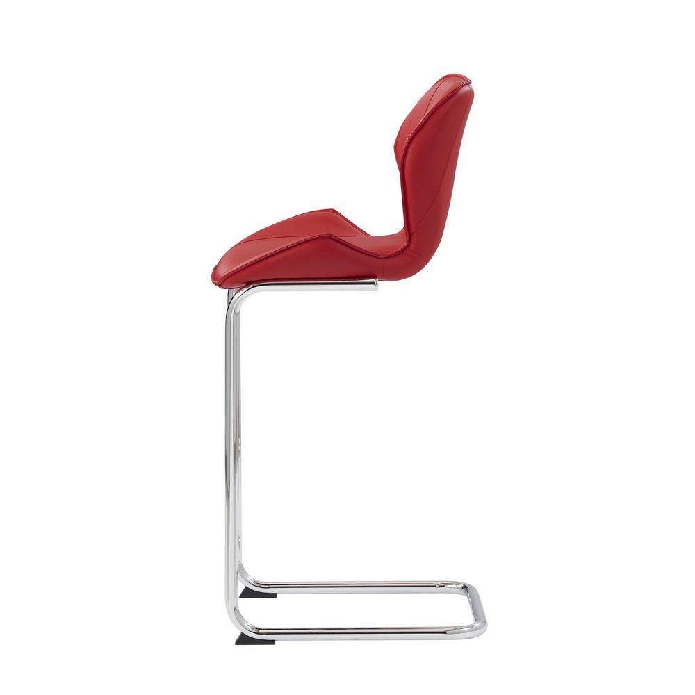 Set of 4 Modern Red Barstools with Chrome Legs - 383946. Picture 3
