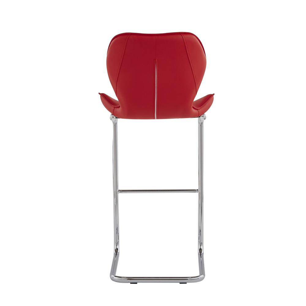 Set of 4 Modern Red Barstools with Chrome Legs - 383946. Picture 4