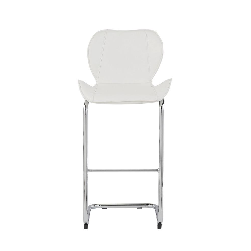 Set of 4 Modern White Barstools with Chrome Legs - 383947. The main picture.