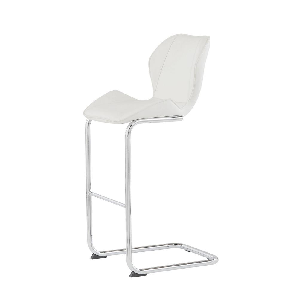 Set of 4 Modern White Barstools with Chrome Legs - 383947. Picture 2