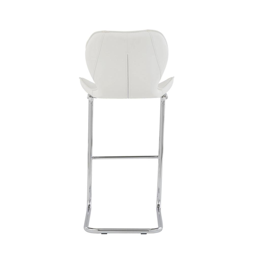 Set of 4 Modern White Barstools with Chrome Legs - 383947. Picture 4
