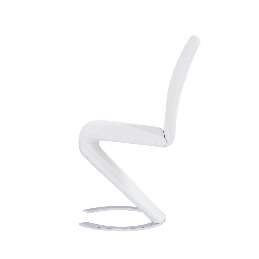 Set of 2 White  Z Shape design Dining Chairs with Horse Shoe Shape Base - 383955. Picture 3