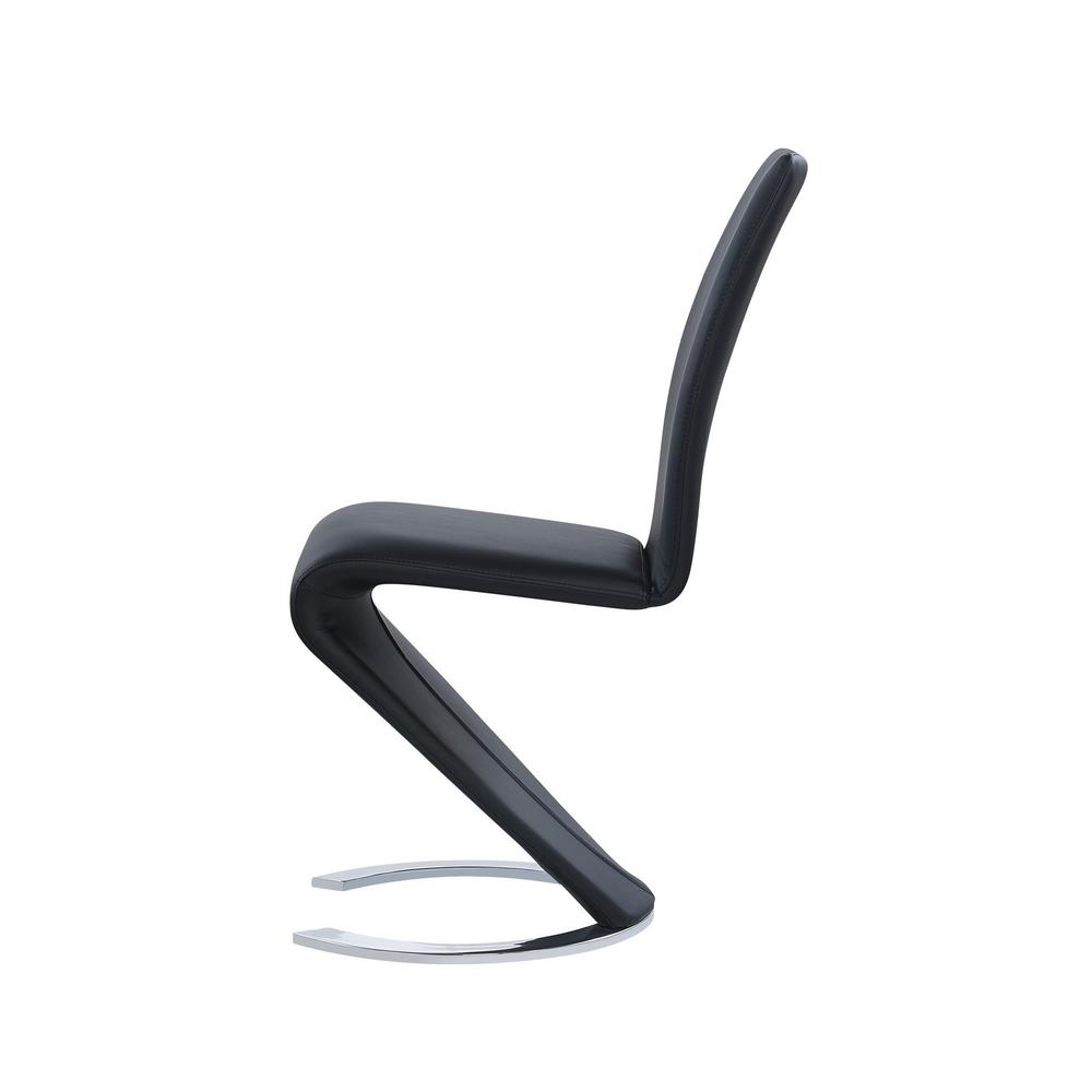 Set of 2 Black  Z Shape design Dining Chairs with Horse Shoe Shape Base - 383956. Picture 3