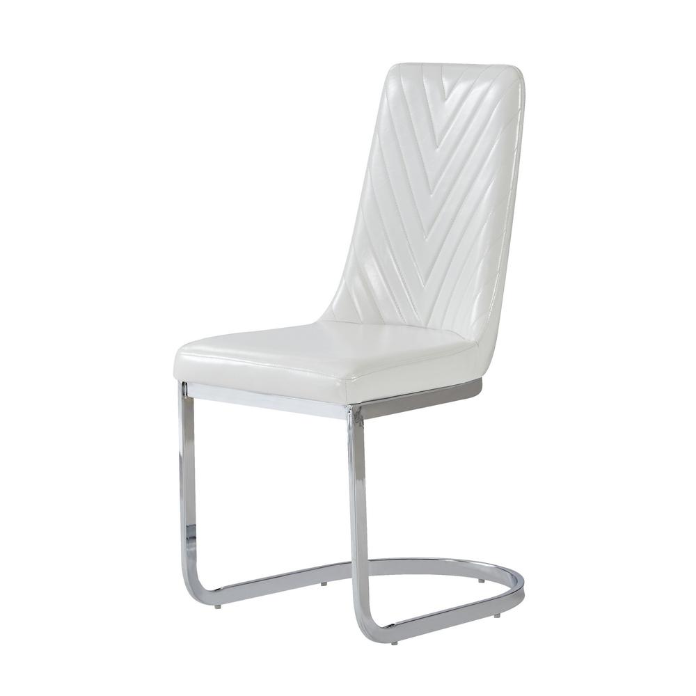 Set of 2 Modern White Dining Chairs with Horse Shoe Style Metal Base - 383961. Picture 1
