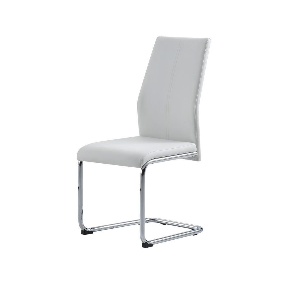 Set of 4 Modern White Dining Chairs with Chrome Metal Base - 383967. Picture 2