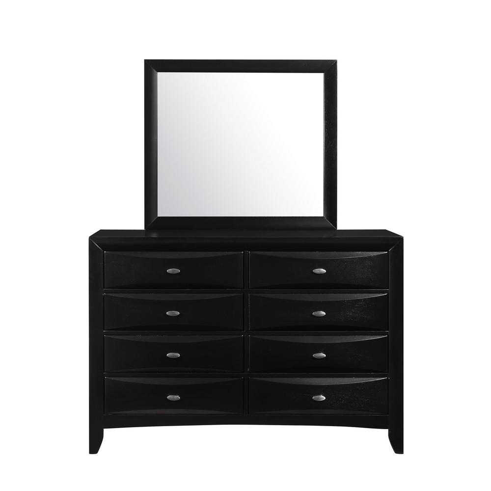 Black Mirror with Rectangular Sleek Wood Trim - 384018. Picture 1