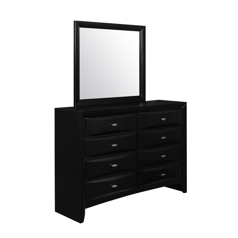 Black Mirror with Rectangular Sleek Wood Trim - 384018. Picture 2