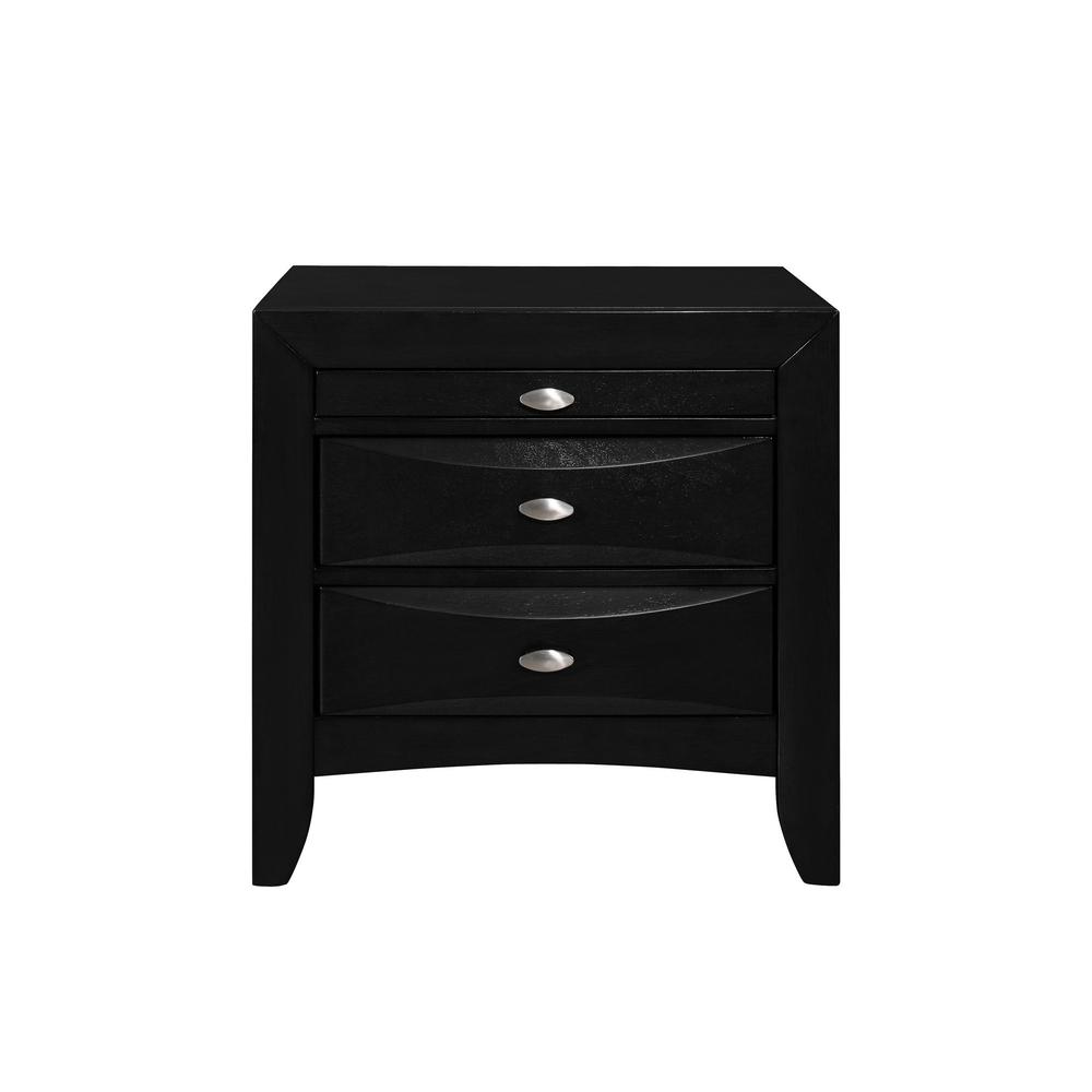 Black Nightstand with 2 Chambered Drawer - 384019. Picture 1