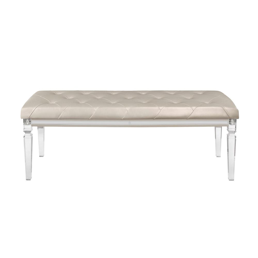 Champagne Toned Bench with Tapered Acrylic Legs - 384033. Picture 1