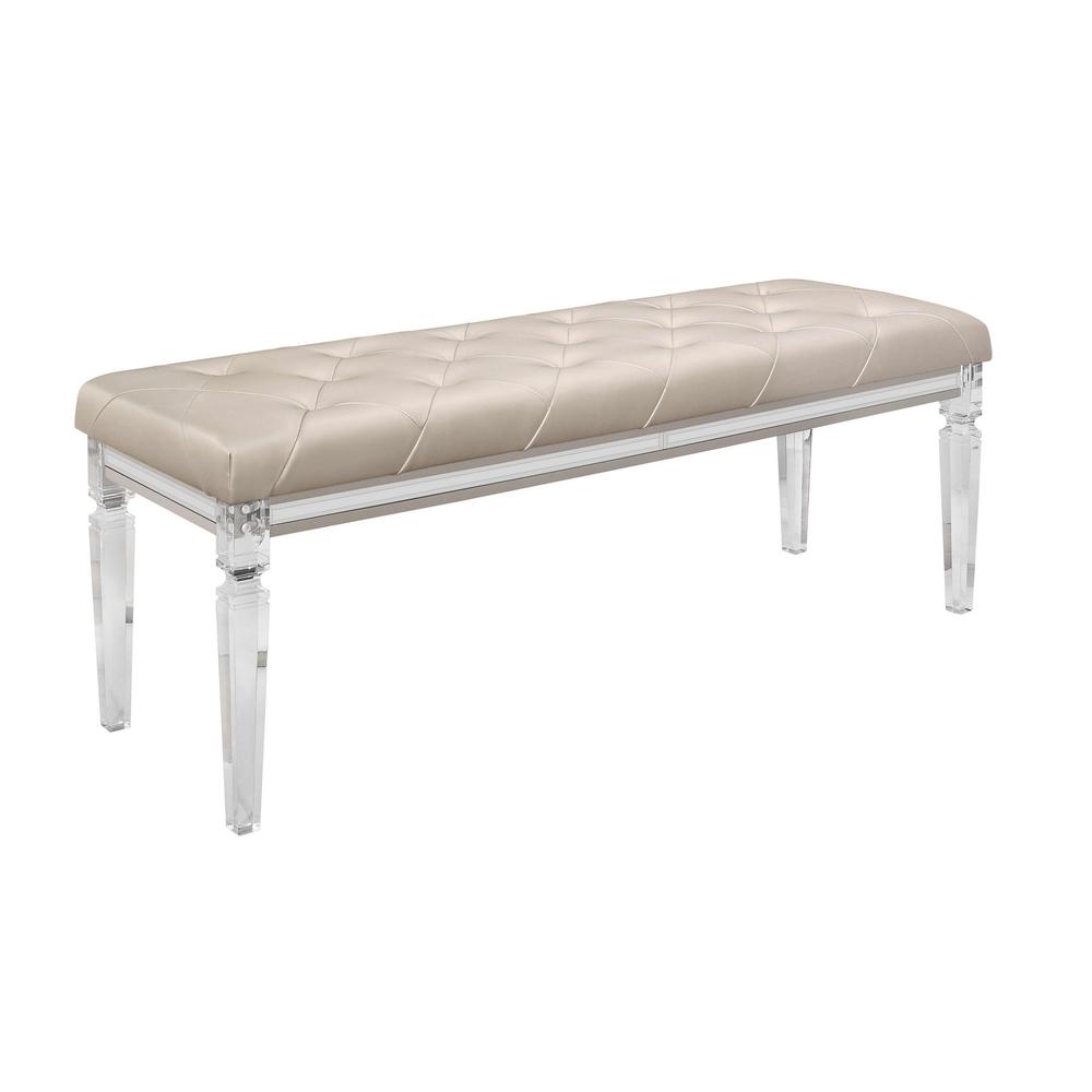 Champagne Toned Bench with Tapered Acrylic Legs - 384033. Picture 2