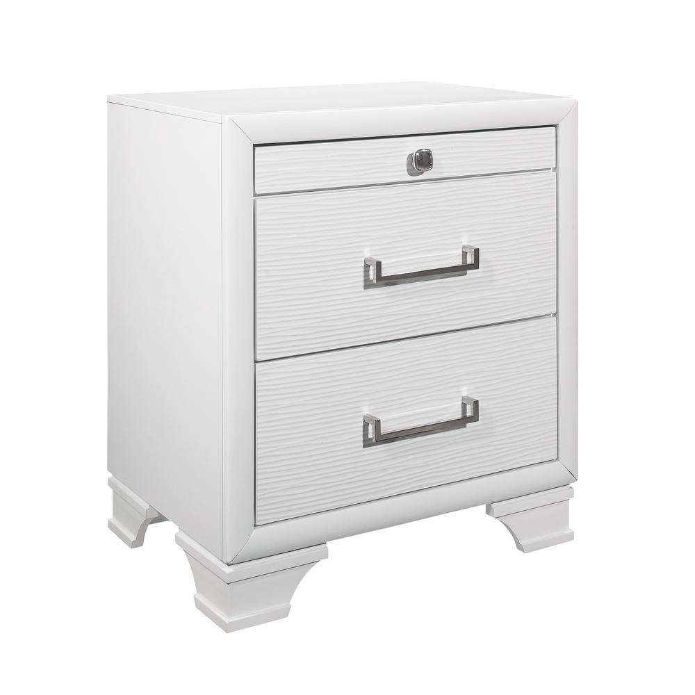 White Nightstand with 3 Drawers - 384057. Picture 2
