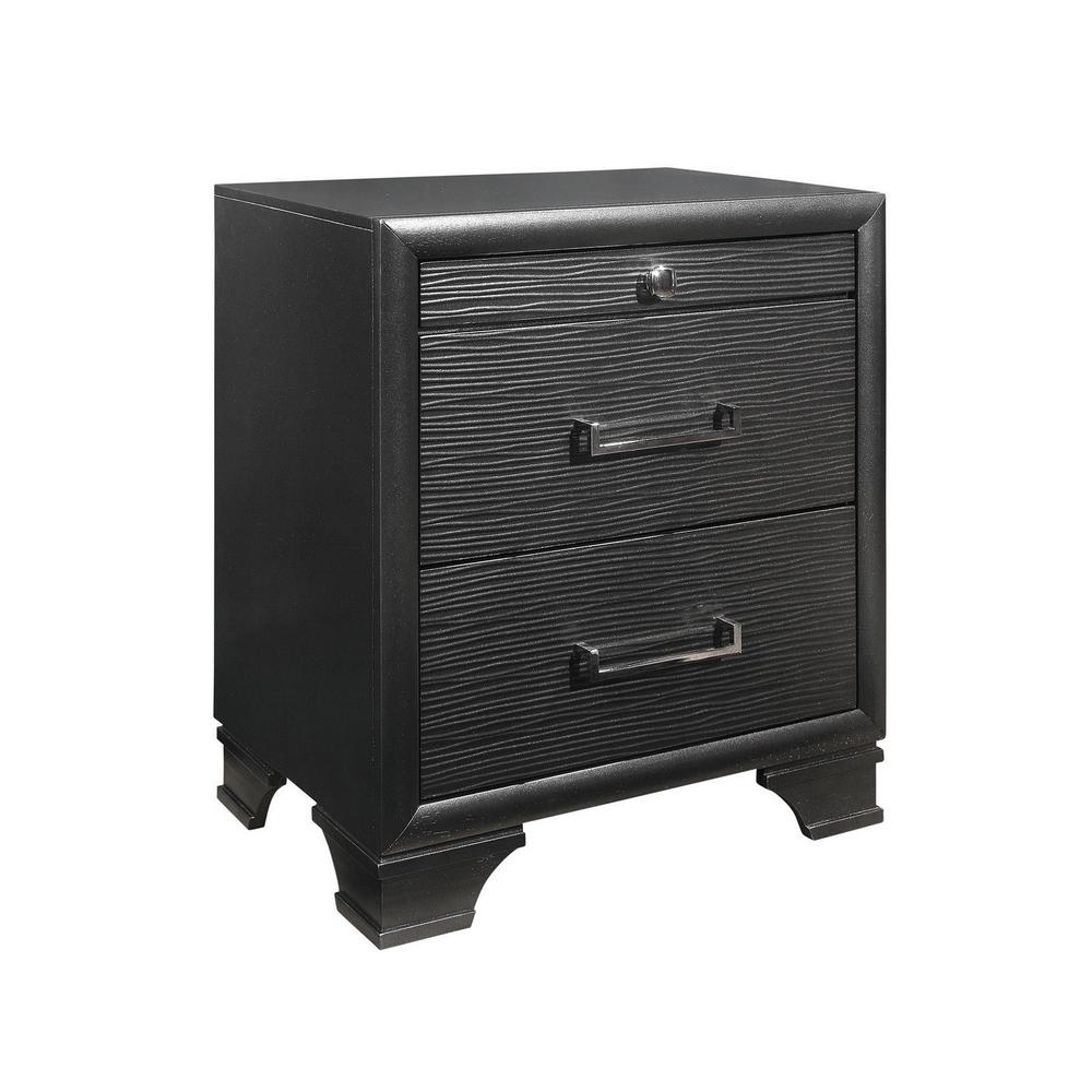 Grey Nightstand with 3 Drawers - 384061. Picture 2