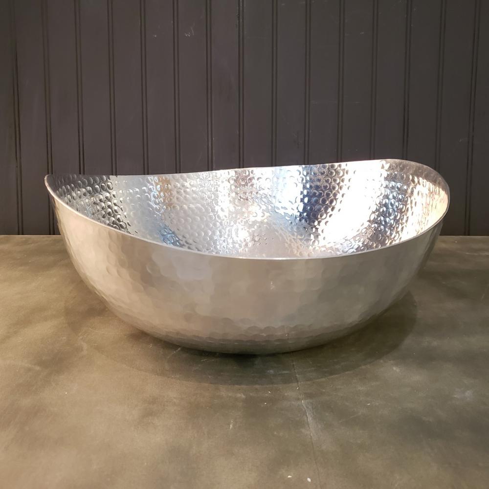 Handcrafted 12" Hammered Stainless Steel Centerpiece Bowl - 384086. Picture 4