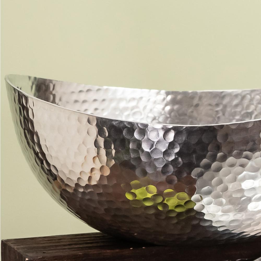Handcrafted 12" Hammered Stainless Steel Centerpiece Bowl - 384086. Picture 5