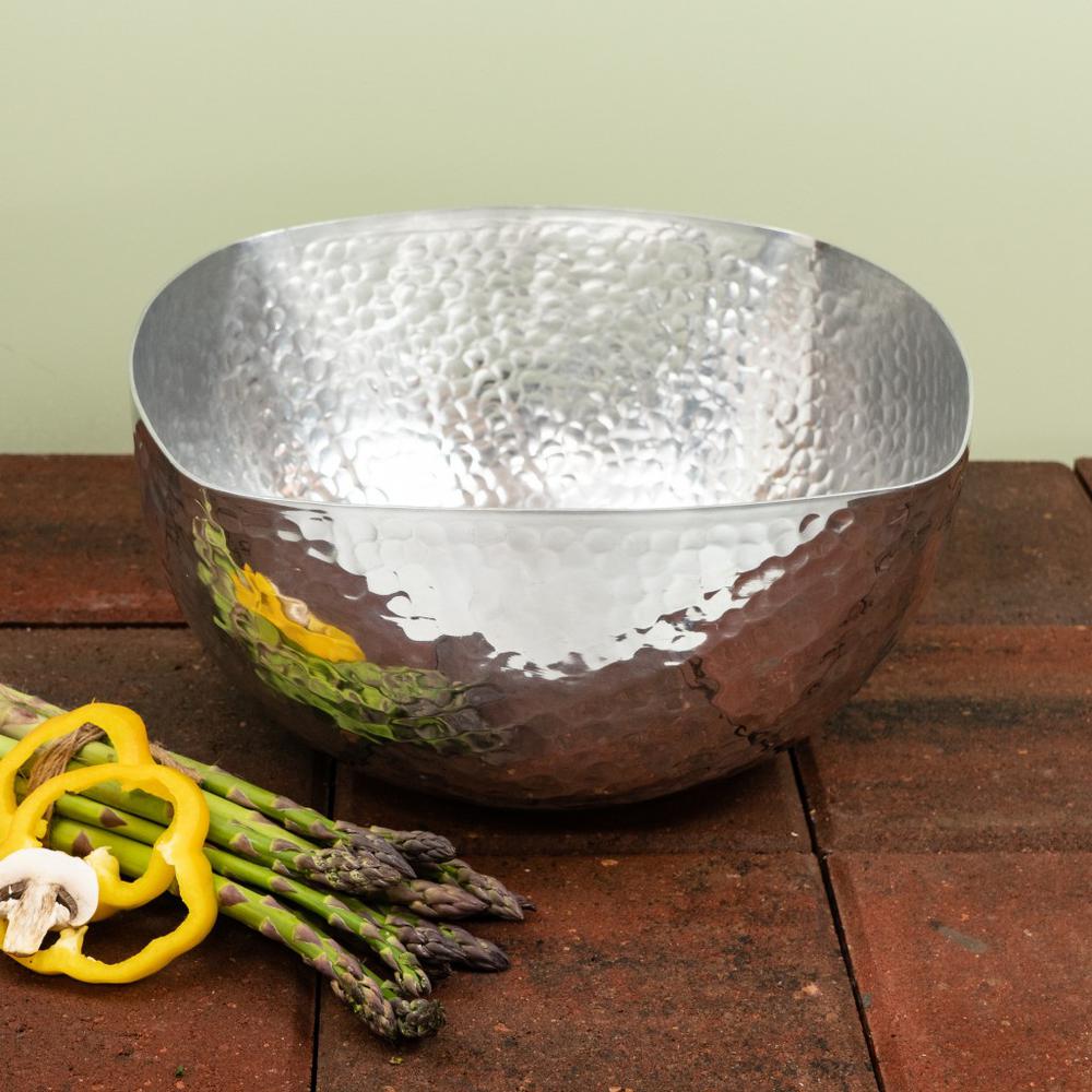 Handcrafted Hammered Stainless Steel Square Centerpiece Bowl - 384091. Picture 1