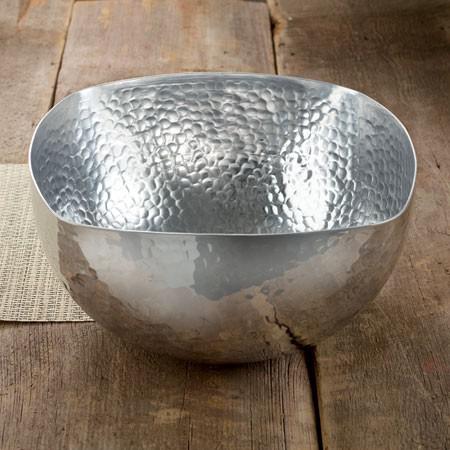 Handcrafted Hammered Stainless Steel Square Centerpiece Bowl - 384091. Picture 3