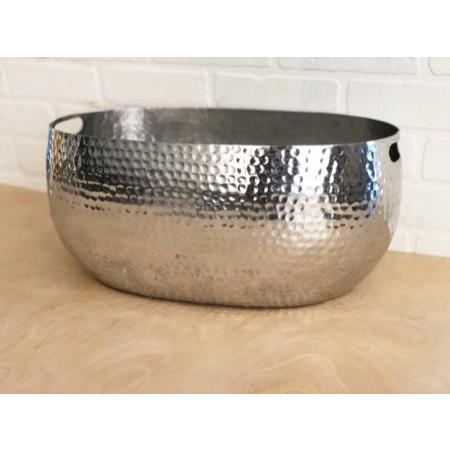 Handcrafted Hammered Stainless Steel Oval Beverage Tub - 384096. Picture 2