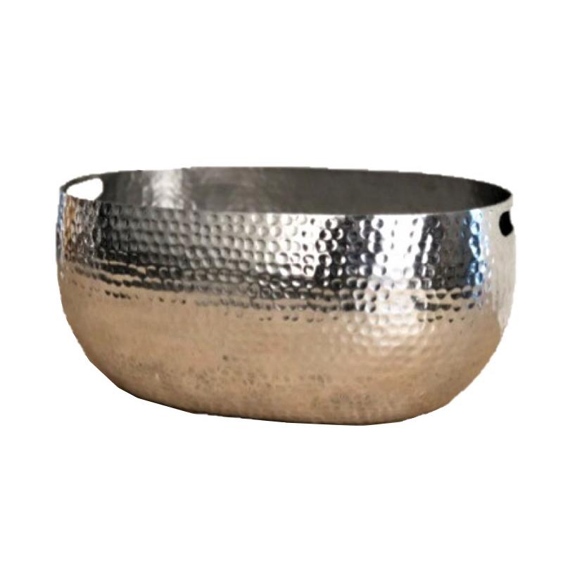 Handcrafted Hammered Stainless Steel Oval Beverage Tub - 384096. Picture 5