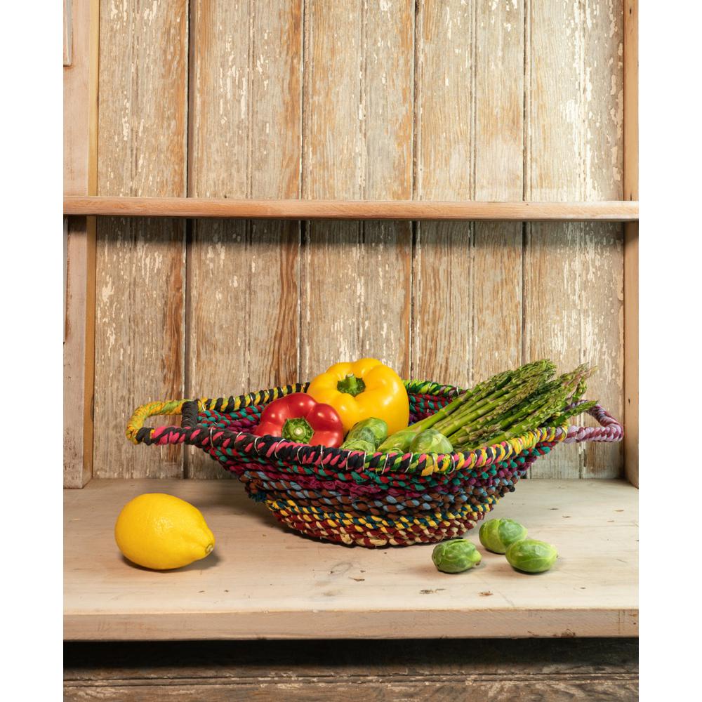 Colorful Braided Jute Centerpiece Basket with Handles - 384102. Picture 1