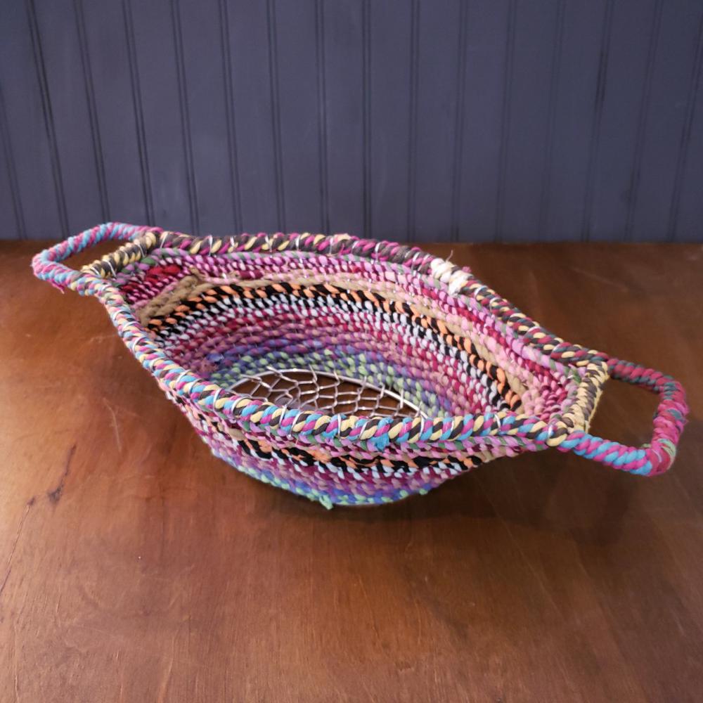 Colorful Braided Jute Centerpiece Basket with Handles - 384102. Picture 2