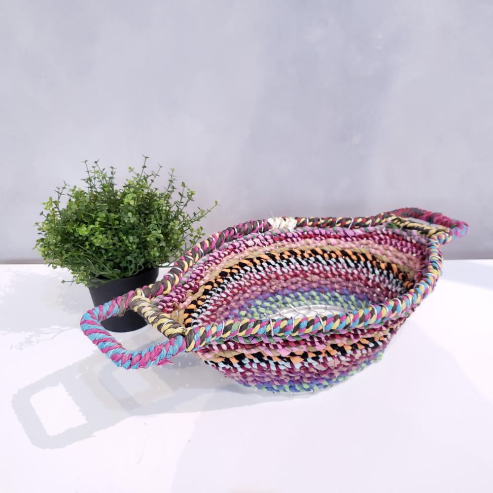 Colorful Braided Jute Centerpiece Basket with Handles - 384102. Picture 3