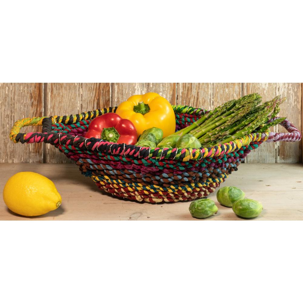Colorful Braided Jute Centerpiece Basket with Handles - 384102. Picture 4