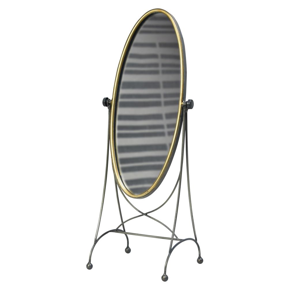 Gray and Gold Oval Vanity Floor Mirror - 384114. Picture 2