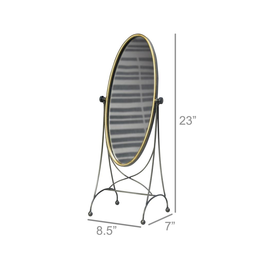 Gray and Gold Oval Vanity Floor Mirror - 384114. Picture 3