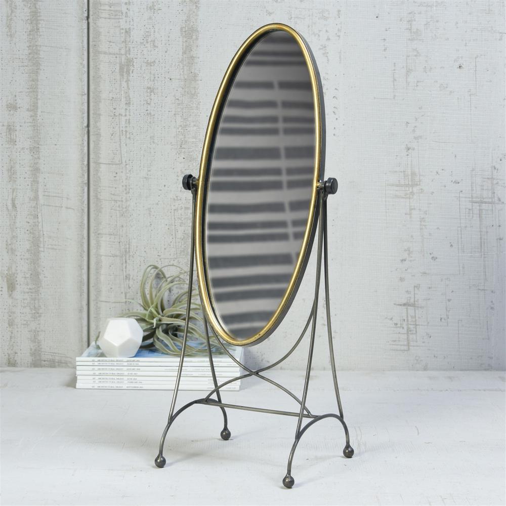 Gray and Gold Oval Vanity Floor Mirror - 384114. Picture 4
