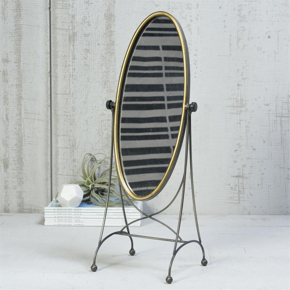 Gray and Gold Oval Vanity Floor Mirror - 384114. Picture 5