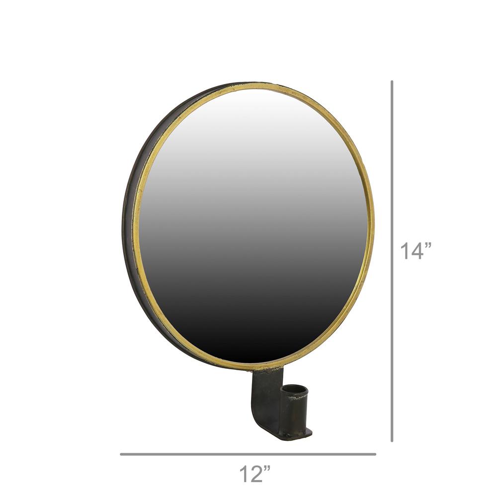 Rustic Gold Round Mirror Sconce - 384118. Picture 2