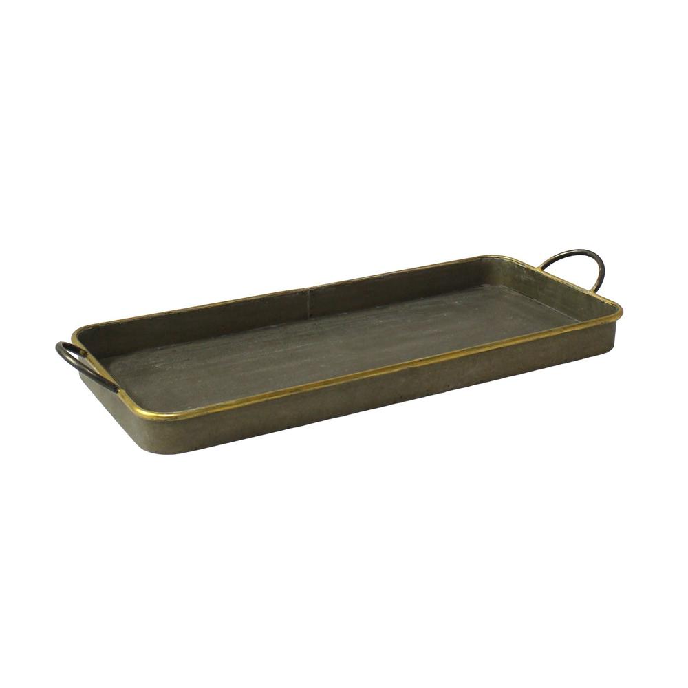 Set of 3 Nesting Galvanized Metal and Gold Serving Trays - 384121. Picture 4