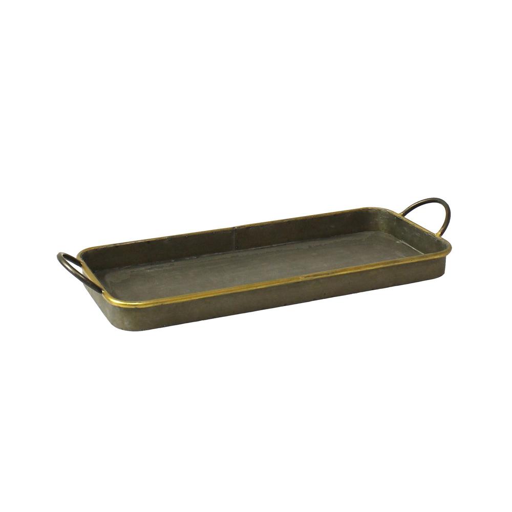 Set of 3 Nesting Galvanized Metal and Gold Serving Trays - 384121. Picture 5