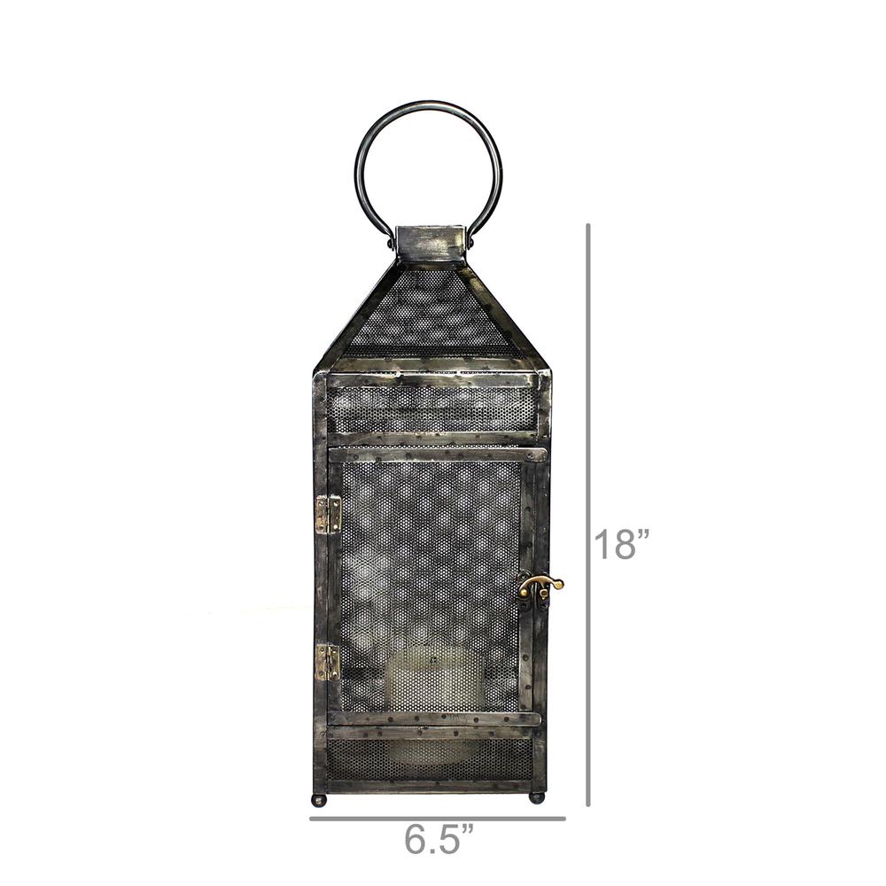 Rustic Industrial Gray Mesh and Metal Lantern - 384122. Picture 2