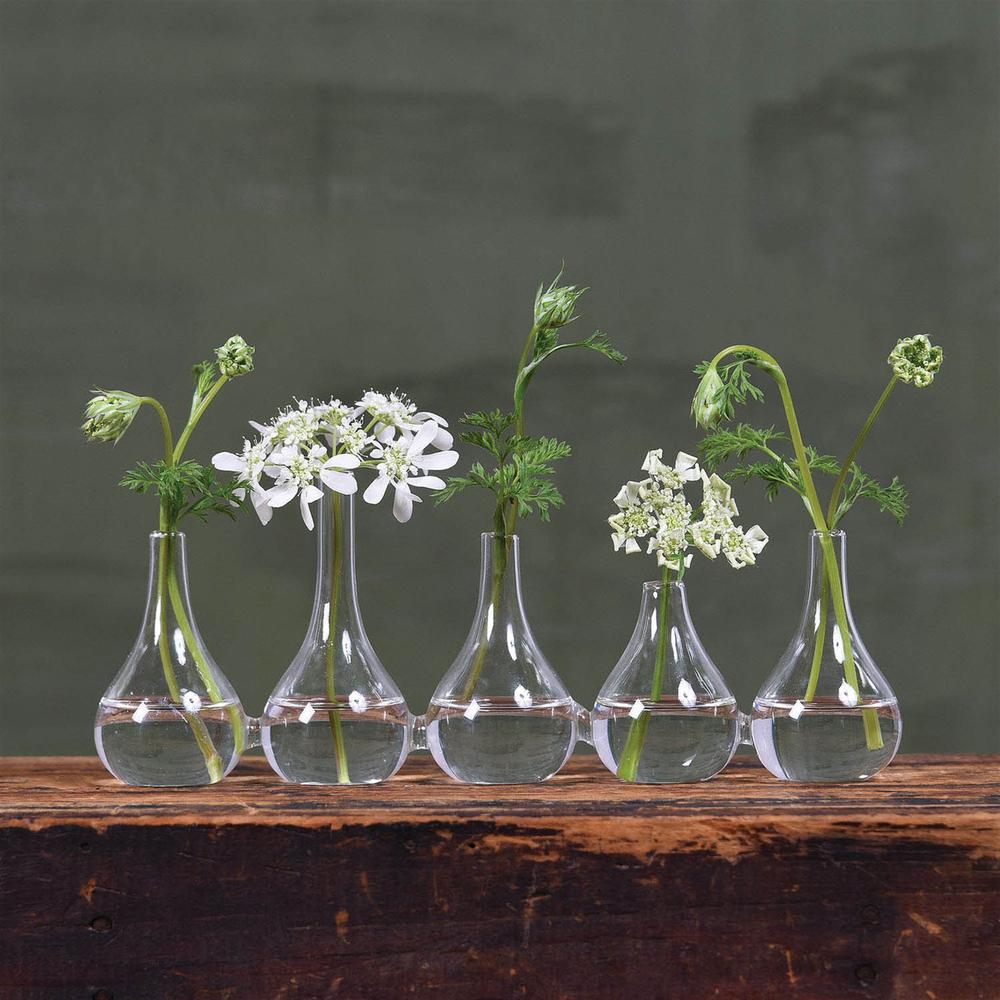 Quintuplet Set of Five Joined Glass Posy Vases - 384125. Picture 1