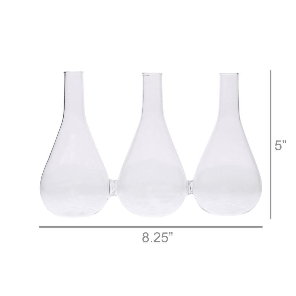 Trio Set of Three Joined Glass Posy Vases - 384128. Picture 2