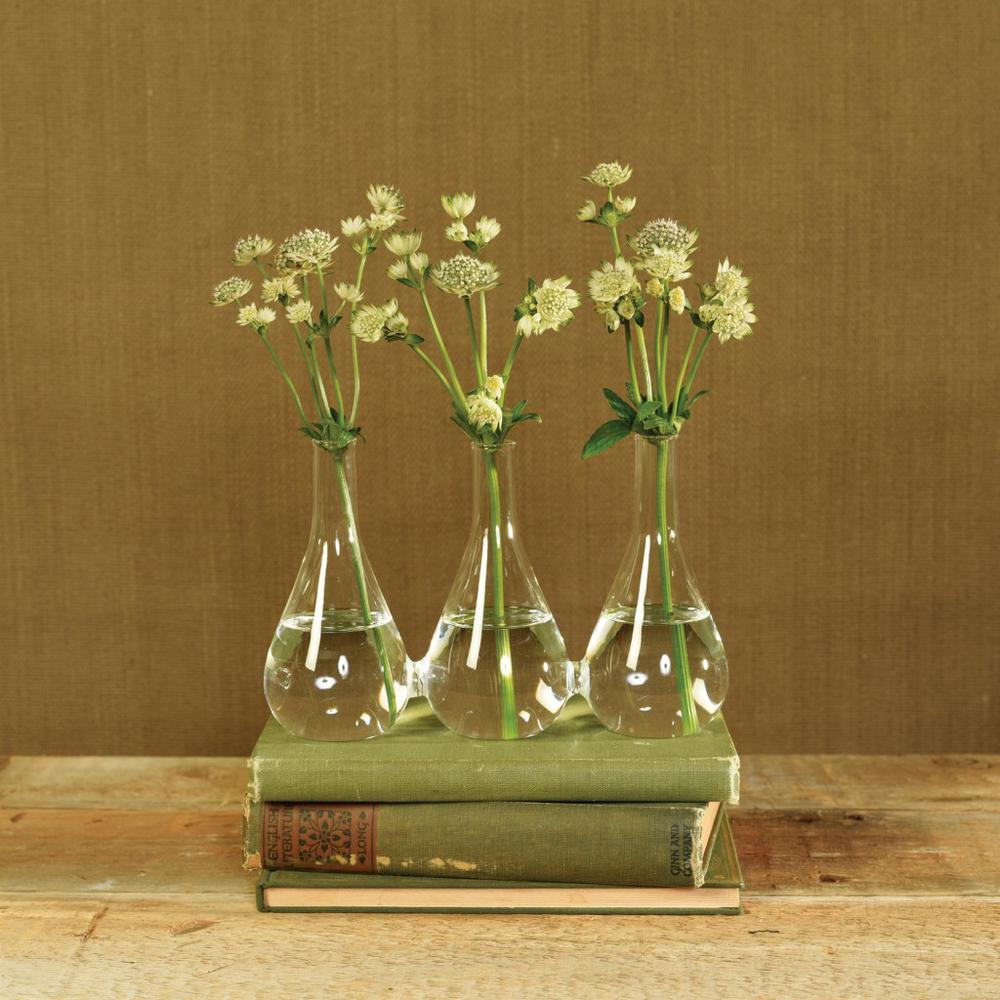 Trio Set of Three Joined Glass Posy Vases - 384128. Picture 4