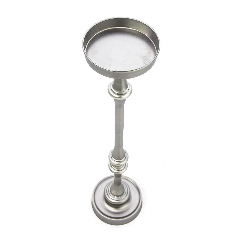 Brushed Silver Finish Drink Size Accent Table - 384133. Picture 1