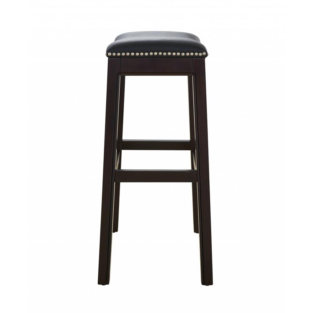 30" Espresso and Black Saddle Style Counter Height Bar Stool - 384139. Picture 3