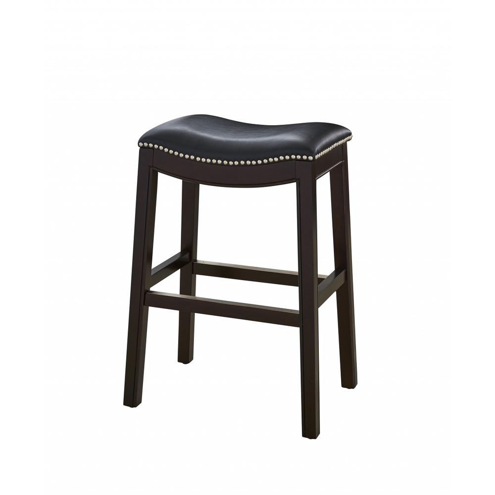 25" Espresso and Black Saddle Style Counter Height Bar Stool - 384140. Picture 4