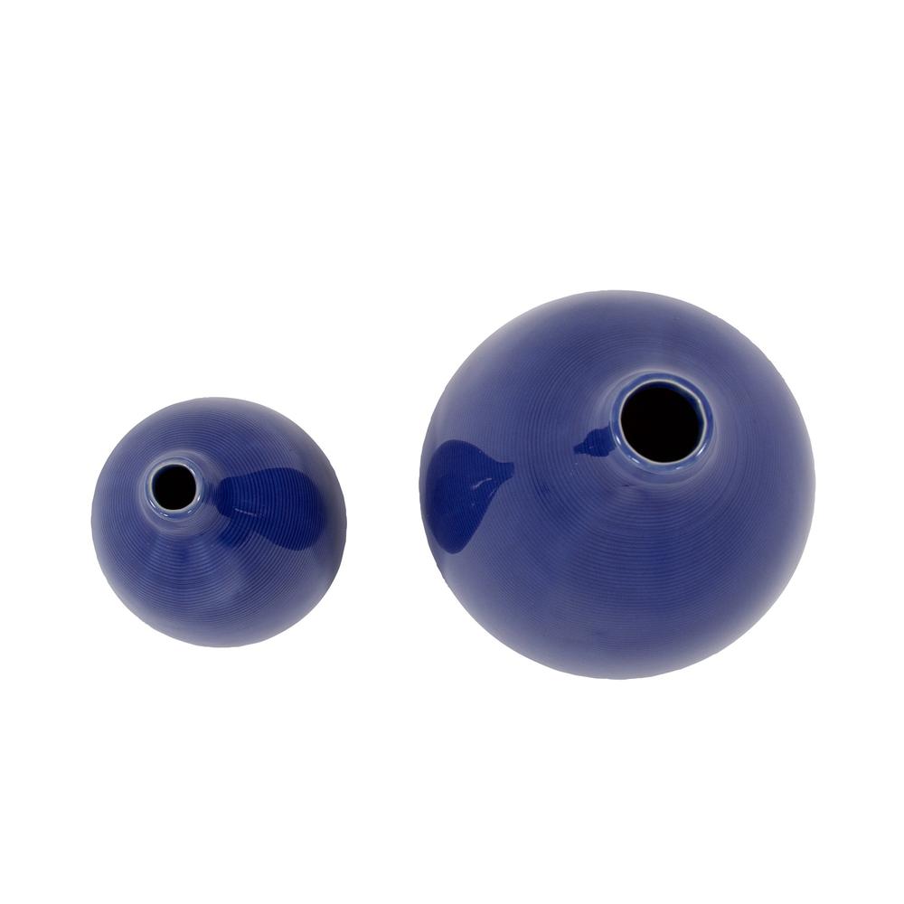 Set of 2 Deep Indigo Blue Ceramic Bulb Vases - 384166. Picture 4