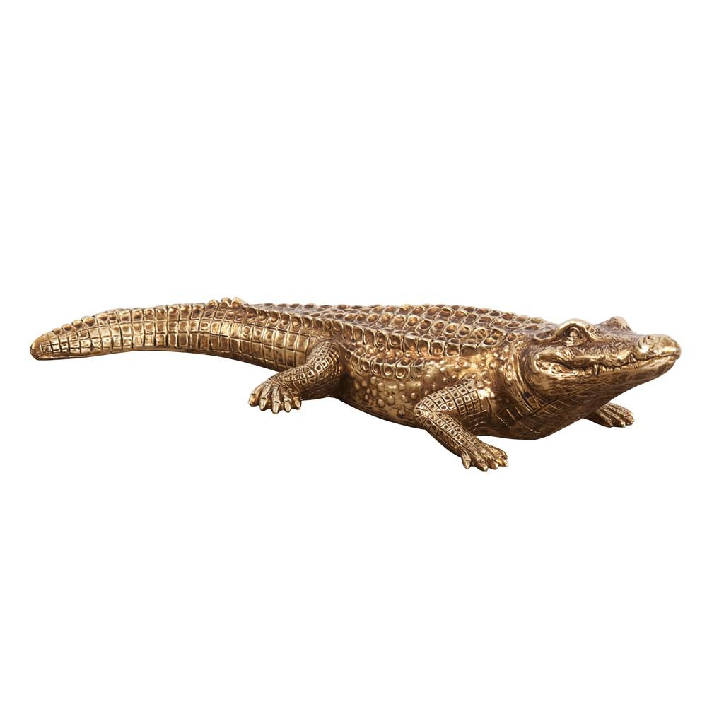 Golden Crocodile Brass Finish Sculpture - 384167. Picture 1