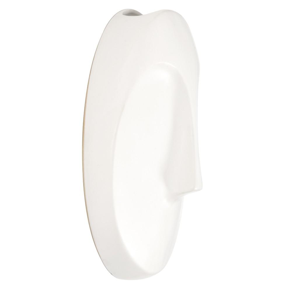Matte White Round Face Wall Sculpture - 384170. Picture 3