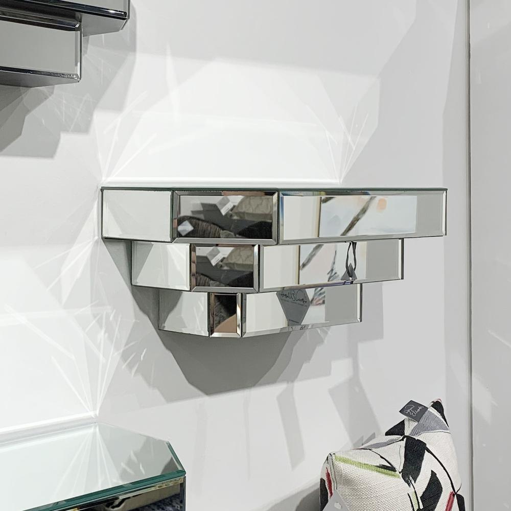 Contemporary Floating Mirrored Glass Stepped Shelf - 384172. Picture 3