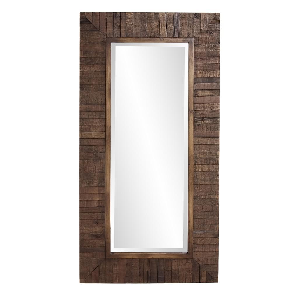 Rectangular Weathered Walnut Stain Strips Mirror - 384177. Picture 1