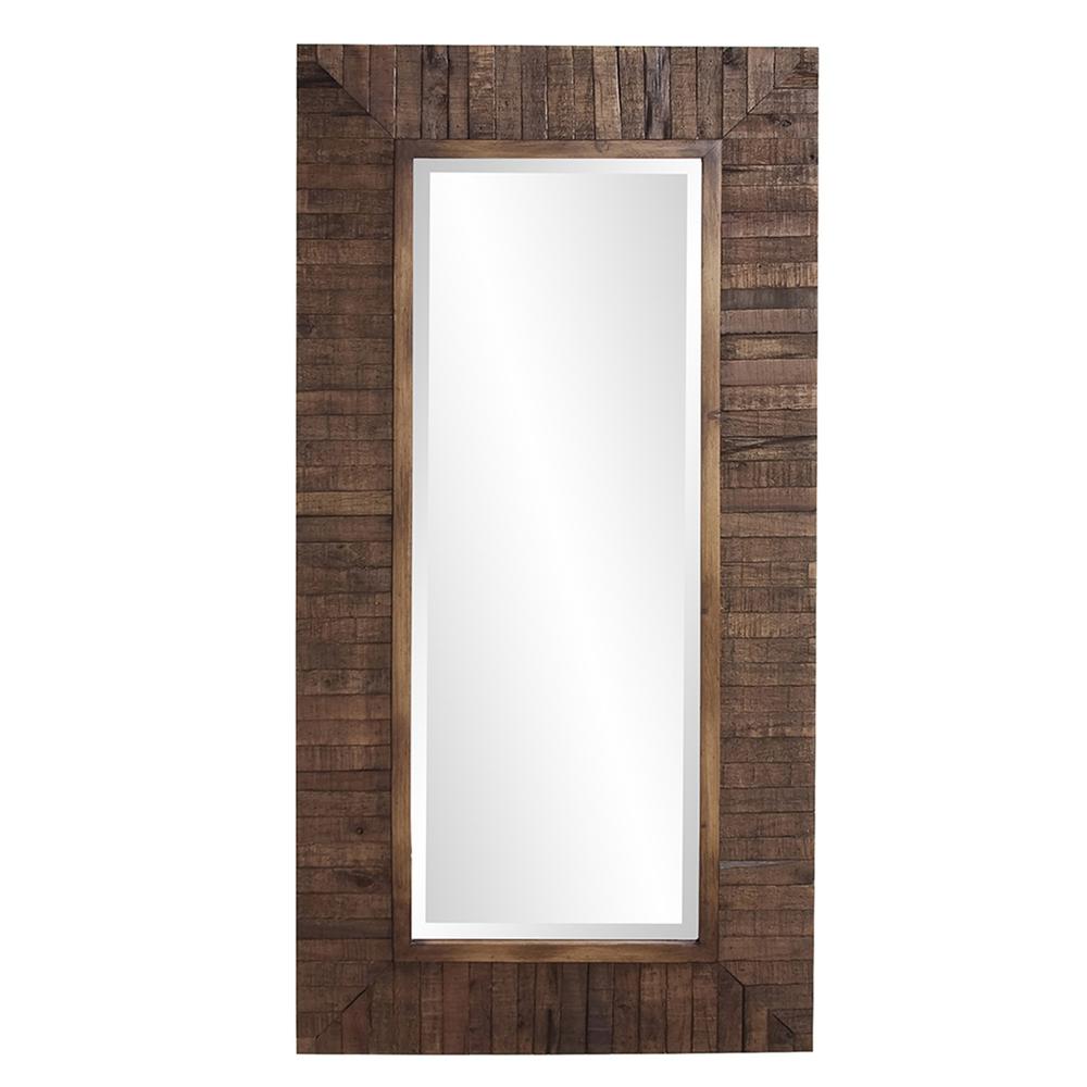 Rectangular Weathered Walnut Stain Strips Mirror - 384177. Picture 2